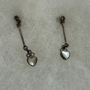 Mother of Pearl Heart Drop Earrings
